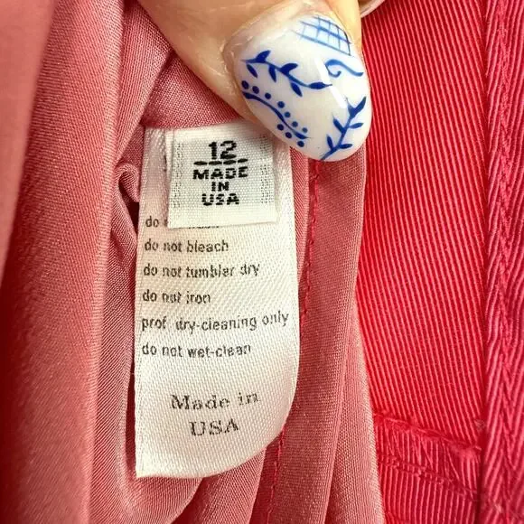 Carolina Herrera Pink Cotton Silk A-Line Skirt 100% Silk Lining Size 12 Made USA - Picture 5 of 8